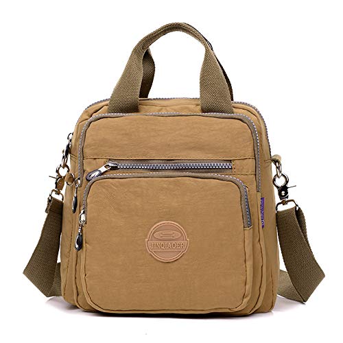 Bolsa Mochila Feminina Nylon Com Alça Removível Versátil Confortável Moderna Dia a Dia Marrom