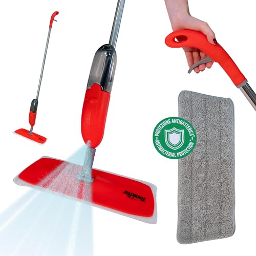 TONKITA | Lavapavimenti Spray&Wash, Scopa Lavapavimenti a Spruzzo, Spray Mop con Panno in Microfibra Riutilizzabile Antibatterico, Tutti i Tipi di Pavimento