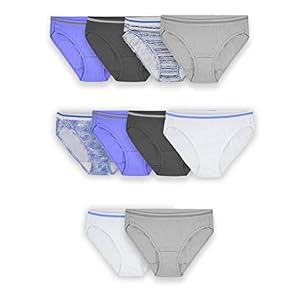 Fruit-of-the-Loom-Womens-Tag-Free-Cotton-Bikini-Panties Fruit of the Loom Women's Eversoft Cotton Bikini Underwear, Tag Free & Breathable, Cotton-10 Pack-Colors May Vary, 8