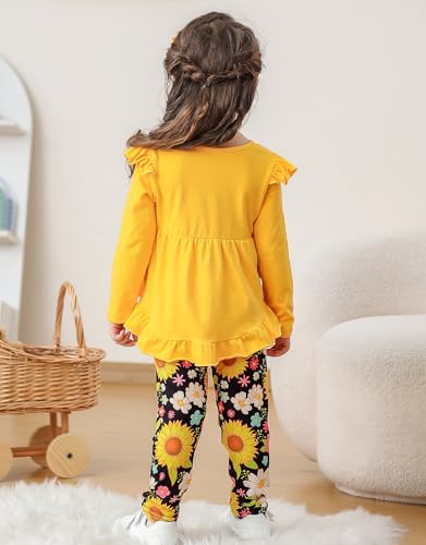 Baby Girl Clothes Toddler Outfits Long Sleeve Ruffle Floral Pants Set Fall Winter 1-5 Years4