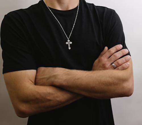 Boston Bay Men's Water Proof 316L Stainless Steel 1.5" Shiny Orthodox Cross Pendant Necklace – 24" Curb Chain2