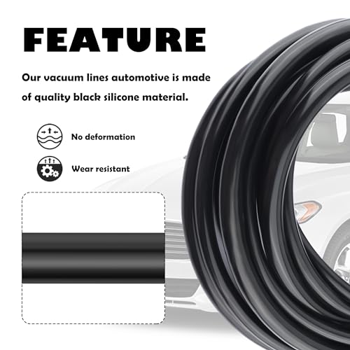 Image of 6PCS 5Ft Vacuum Hose Automotive,Silicone Vacuum Hose with ID 1 /8 inch 5 /32 inch 3 /16 inch 1 /4 inch 5 /16 inch 3 /8 inch,130PSI Max Pressure Vacuum Line Kit Silicone Tubing Car Accessories for Air /Water (6PCS)