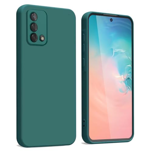WBWONE Funda para OPPO A74 4G, Suave TPU Silicona Carcasa con Forro de Tela Protectora Antigolpes Caso Resistente a los Arañazos - Verde Oscuro