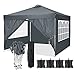 Tonnelle de Jardin Tonnelle Pliante 3x3 m Tente Pliante imperméable Pop UP Gazebo Tente de Reception Résistant aux UV(3X3 m avec 4 côtés + 4 Sacs de Poids，Gris