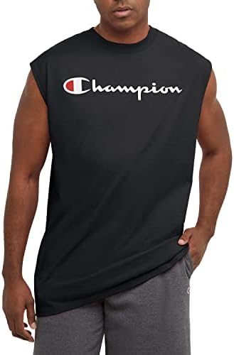Champion T, Cotton Tee, Muscle Shirts for Men (Reg. or Big & Tall), Black Script, 3X-Large Big