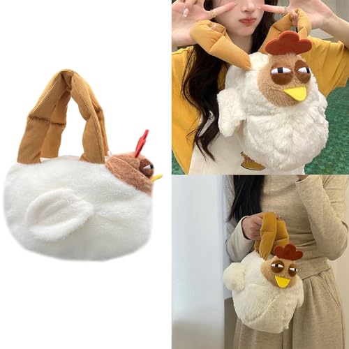 Funny Cartoon Chicken Plush Handbag Stuffing Animal Adjustable Crossbody Shoulder Bag Purse for Women Girls2