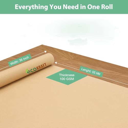 Image of Smart Living Eco Kraft 36 Inch 5 Mtr Natural Brown Paper Roll || 100 GSM || Perfect for Packing, Wrapping, Crafting, Shipping & DIY Projects || Unwaxed and Uncoated