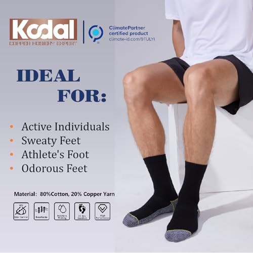 Kodal Copper Infused Crew Socks Business Athletic Moisture Wicking Odor Free Comfortable for All Day Wear (4/5 Pairs)2