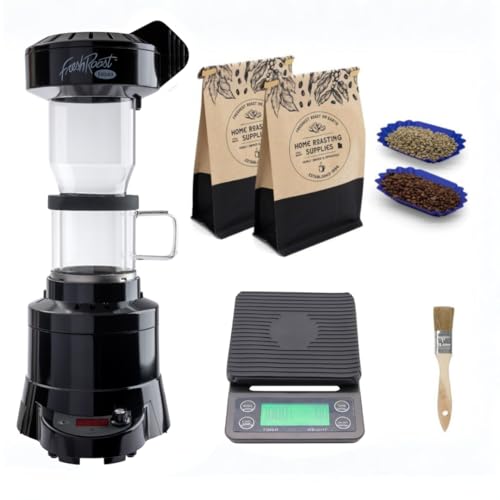 Fresh Roast Coffee Roaster Bundle SR540, Glass Extension Tube, Pour Over DIgital Scale, (2lbs) Sample Pack of Green Beans, (2-Pack) Sample Trays, Chaff Brush