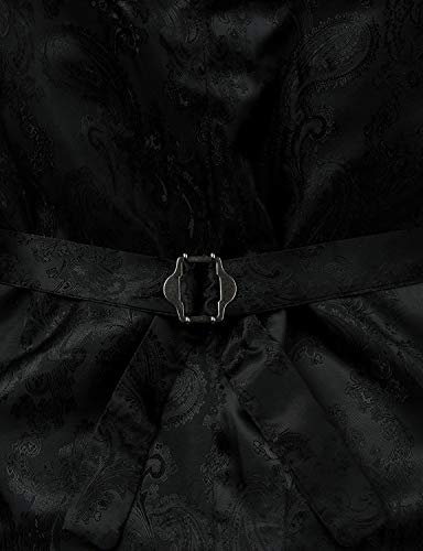 Zeroyaa Mens Hipster Black Paisley Single Breasted Suit Dress Vest/Tuxedo Waistcoat Z49 Black X Large #TOP5