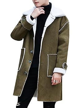 Apparel Oberora-Men Winter Single Breasted Slim Long Wool Trench Pea Coat Overcoat Green XS Book