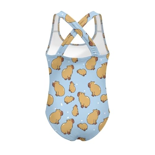 Image of Kid One Piece Swimsuit with Cross Back Girls Summer Sleeveles Swimwear for 5-14 Years