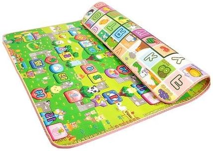 Kids Play Mat Double-Sided with Alphabet & Animal Prints | Double-Sided Design, Educational Prints, Rollable Mat