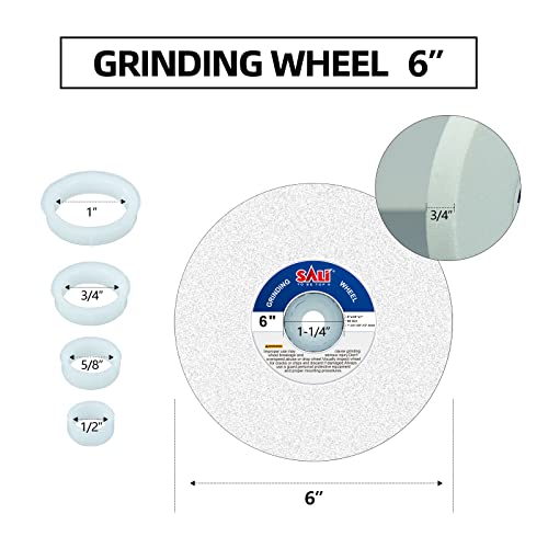 Sali Grinding Wheel 6 Inch Bench Grinding Wheels For Surface Grinding White Corundum Bench And Pedestal Grinding Wheel Fit For Steel Applications 6 In X3/4 In X 1 In #TOP1