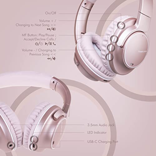 Bluetooth Headphones, Powerlocus Bluetooth Headphones Over-Ear, Passive Noise Cancelling Headphone With Microphone, 70Hrs Playtime, Foldable Wireless Headphones,Hi-Fi Deep Bass For Work,Home Office,Pc #TOP2