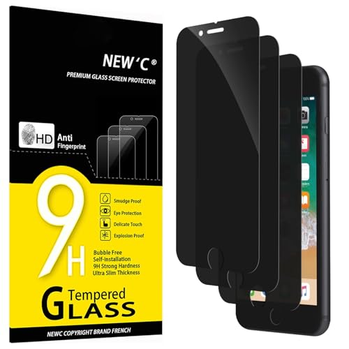 NEWC 3 Pack Home boutton sticker and 3 Pack Privacy for iPhone 8 Plus iPhone 7 Plus Screen Protector Enhanced 28-Degree Privacy Angle Ultra Durable 9H Hardness Bubble-Fre
