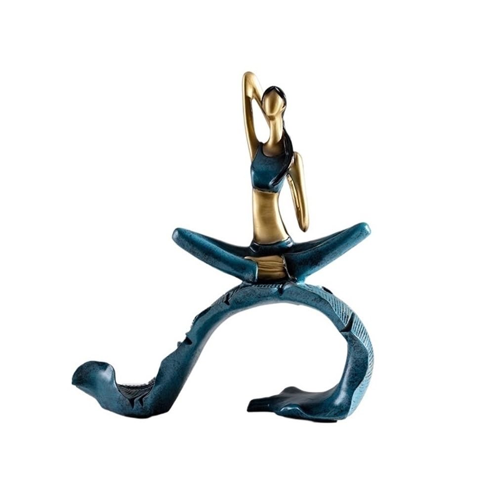QINGGANG-0224 Desktop Decorations Exquisite Resin Abstract Figure Sculpture Creative Yoga Action Girl Shape Crafts