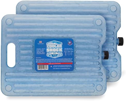 Cooler Shock Ice Packs for Cooler - 2 Reusable, Long Lasting, Cold Freezer Packs for Coolers, Lunch Bags & Totes to Keep Food Fresh - Clear