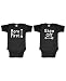 Born First - Show Off! - Twins Siblings - Two Infant Bodysuit Combo, NB, Black
