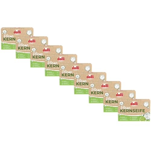 Dalli Jabón de semillas de cuidado vegetal, paquete de 9 unidades (9 x 125 g) en caja plegable, limpieza facial y corporal suave y sin perfume, con aceites vegetales puros para pieles sensibles