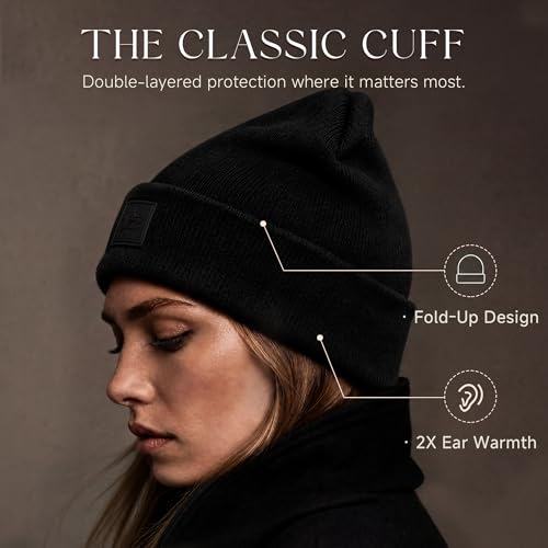 Image of Beanie for Men Women Warm Winter Hat Windproof Thick Knitted Cuffed Unisex Skull Cap