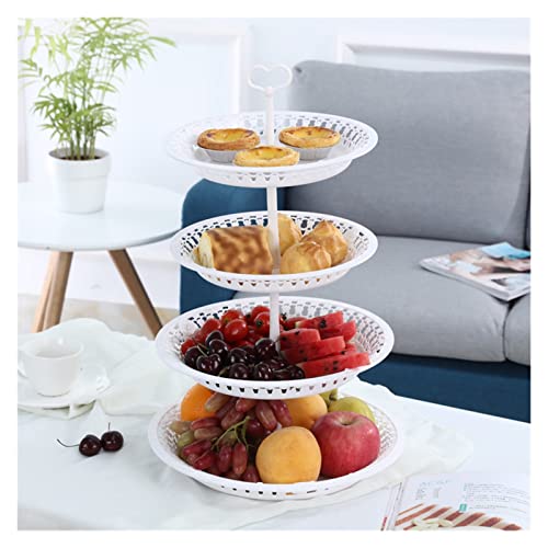 XXAezr Fruit Bowl Mehrschichtiger Obstkorb, modernes Wohnzimmer-Obsttablett, kreative dreischichtige Kunststoff-Trockenfrüchte, Tee, EIN Paar Herztabletts Obstschalen(Four Floors)