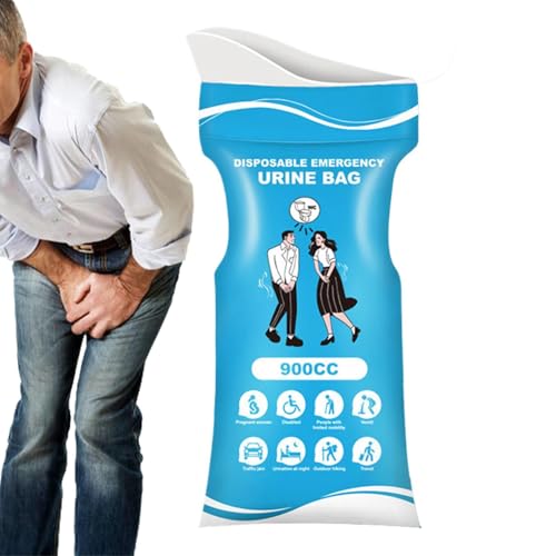 Bolsa de orina – Bolsa de viaje para orina | 900 ml portátil para inodoro para orinal, bolsas de vómito, sartenes unisex para orinario, productos higiénicos de cuidado personal para viajes por