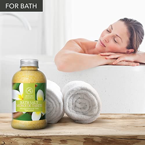 Bath Sea Salt Monoi De Tahiti 21.16 Oz (600G) - Bath Salts With Coconut Essential Oil And Gardenia Flowers Extract For Bath Soak - Relaxing Bath - Good Sleep - Aromatherapy - Sea Salt Bath #TOP2