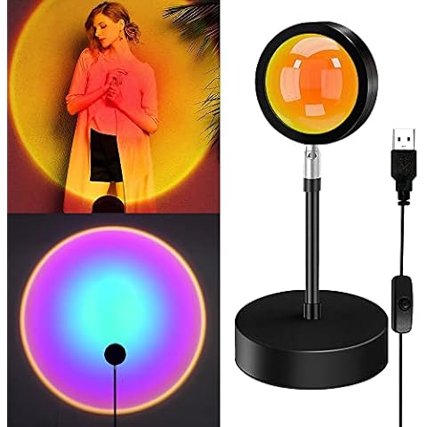 TOLOYE Sunset Projection Lamp,180 Degree Rotation Sunset Projector Lamp Romantic Sunset Light Led Rainbow Lamp Night Light for Bedroom Living Room Party Bar Store USB Charging, Gift for Women Cover