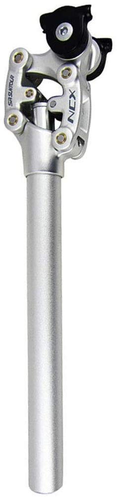 Bike Seat Post Aluminum Alloy Mountain Bike Suspension Seatpost 50mm Travel Seatpost Damping MTB Bicycle Suspension Seat Post (Silver,27.2x350mm)