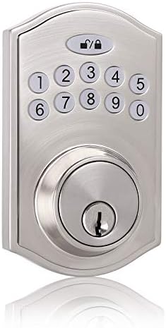 Probrico Keypad Door Electronic Deadbolt Lock with Camelot Trim, Single Cylinder Keypad Door Lock with 1-Touch Motorized Auto-Locking, Easy to Install and Program for Office & Home, Satin Nickel