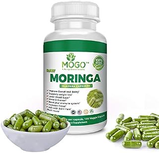 180 Organic Moringa Leaf Powder Capsules - Max 2100mg Per Serving.Immune and Energy