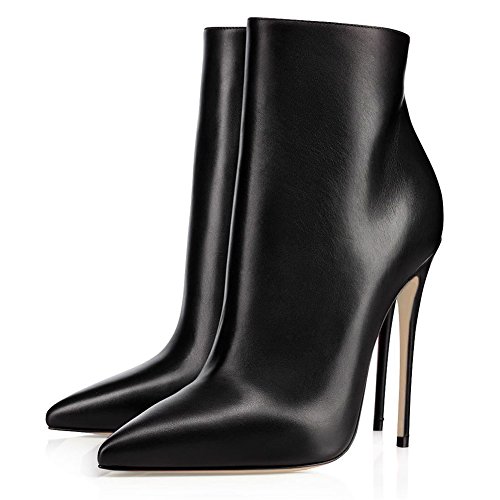 Coleter Women'S Black Ankle Boots Closed Pointed Toe Stilettos Autumn Dress Booties M-Black 8.5 Us thumb #4