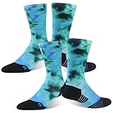 HUSO Cycling Socks, Crazy Socks Cool Socks for Men Women Crew Socks High Top Novelty Outdoor Gym Mountain Bike Socks 2 Pairs (Multicolor, L/XL)