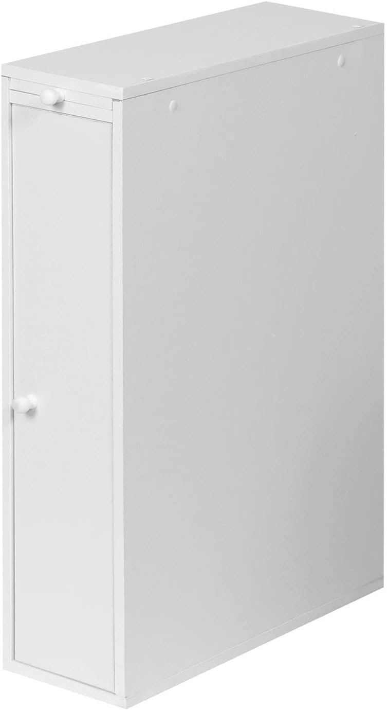 24" Wood Slim Bathroom Cabinet Stand - White