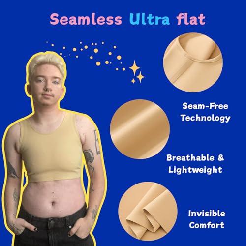 Image of Wonababi Chest Binder for Transgender - Seamless Ultra Flat Compression Bra for FTM, Large Breasts