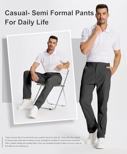 Susclude Chinos Pants Men - Straight Fit Work Pants Stretch Casual Golf Dress Office Pants for Men 20252