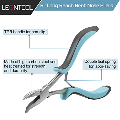 Image of Long Reach Bent Nose Pliers Mini Bent Chain Nose Pliers Smooth Jaw Jewelry Making Pliers for Crafting and Repair Jewelry Making Supplies Narrow Spaces and Limited Clearance Areas