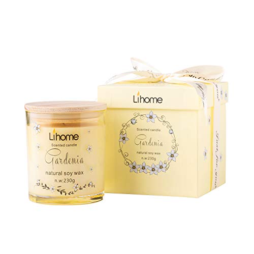 Gifts for Women, Men - Scented Candles 100% Pure Natural Soybean Wax with Plant Essential Oils for Stress Relief Aromatherapy (Gardenia)