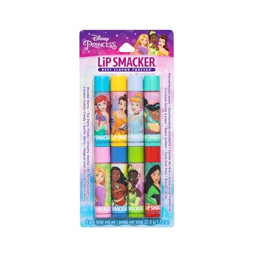Lip Smacker Disney Princess Flavored Lip Balm Party Pack 8 Count, Clear, For Kids