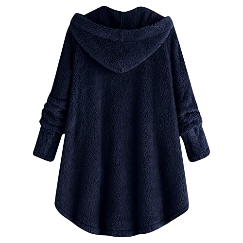 Zefotim Winter Coats For Women 2022 Fashion Casual 2023 Fleece Sherpa Trench Jackets Fall Spring Warm Trendy Thick Fur Fuzzy Cardigan Sweaters Plus Size Lightweight Hoodies Navy L Zl118 #TOP5