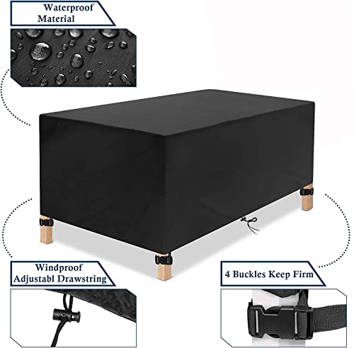Housse de protection imperméable anti-UV et résistante au vent pour table rectangulaire