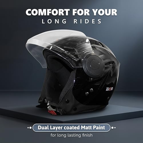 Image of Cortex ISI & DOT Certified Zion Half Face Helmet for Men & Women with Scratch Resistant Polycarbonate Visor, Hard ABS Shell Helmet | Clear Visor, Lightweight