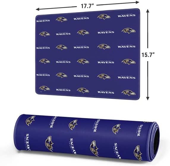 Vista 18 de Skinit Alfombrilla de mouse extragrande para juegos – Diseño desgastado con licencia oficial de Baltimore Ravens con bordes cosidos, impermeable