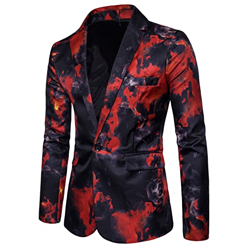 Mens Printed Tux Dress Suit Jacket Slim Fit One Button Floral Blazer Stylish Dinner Wedding Party Sport Coat