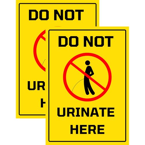 Image of Do Not Urinate Here Sign Sticker Board 20.5 x 14.5 CM | Self Adhesive with Pre-Drilled Holes | Waterproof Finish | Pack of 2 Warning Sign Boards (Do Not Urinate Here, Medium -20.5 x 14.5 CM)
