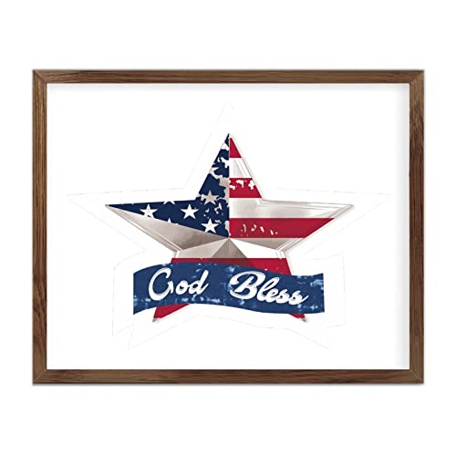 Plaque en bois 4th of July God Bless décoration murale moderne 40x50 cm