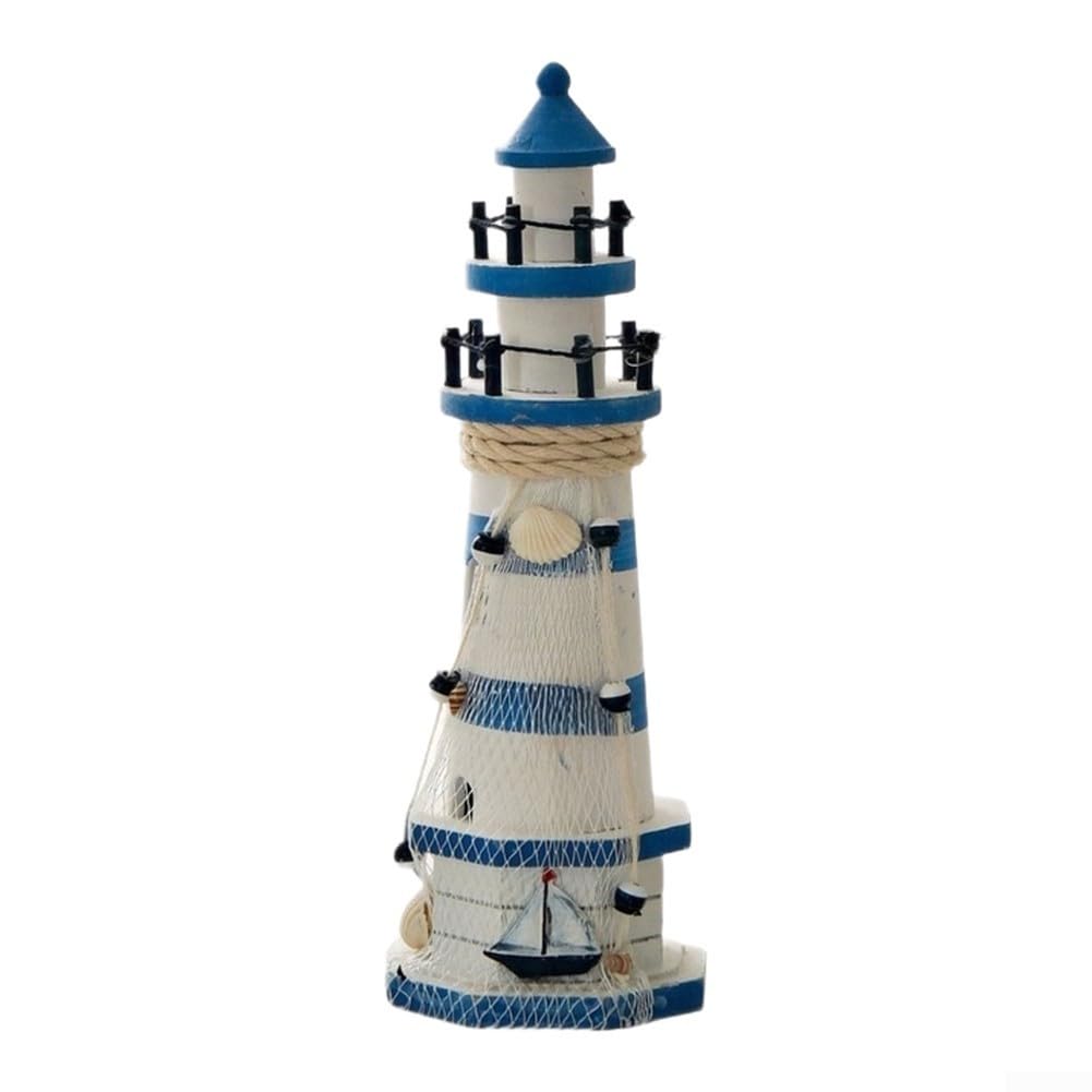 Figurine phare en bois déco méditerranéenne maison et bureau 30cm