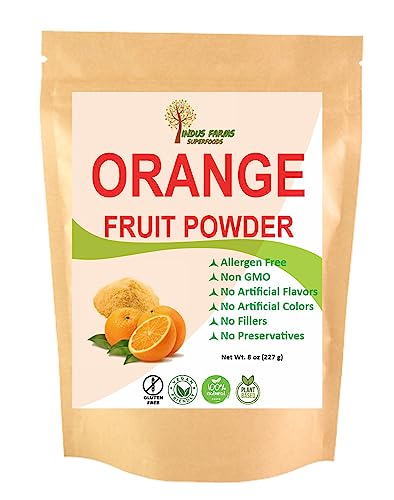 Indus Farms 100% Natural Orange Fruit Powder, 8 Oz, Nutritious Flavor For Baking, Citrus Food Flavoring, Vitamin C, Smoothies, Instant Beverages, Salads, Powdered Mixes, Gmo-Free, Vegan #TOP9