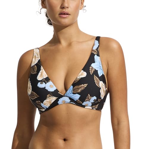 Seafolly Damen Dd Cup Fixed Triangel-Bikinioberteil Badeanzug Bikini, Gartenparty, Schwarz, 40